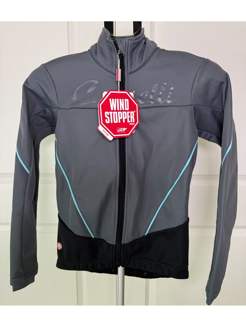 Women’s Castelli Donna Soft Shell Wind Stopper Cycling Jacket, Gray, XS